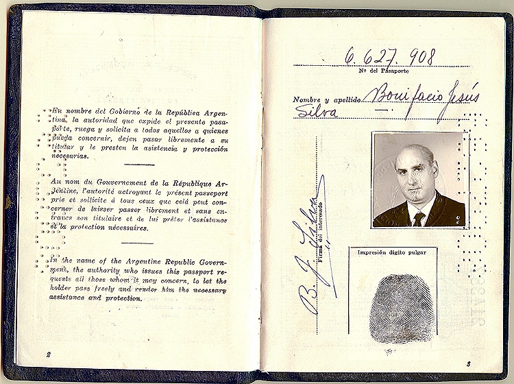 Pasaporte argerntino de Domingo Malagón